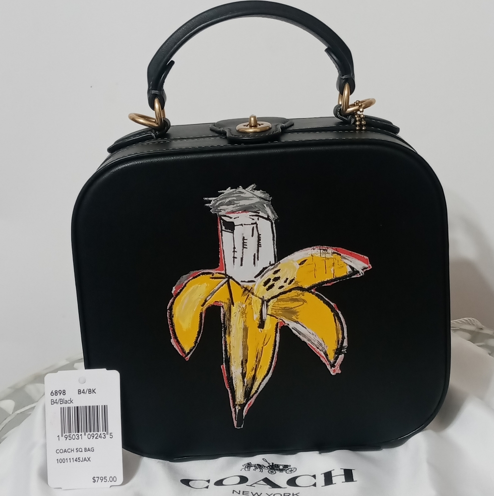 Reserved.  Coach x Jean Michel Basquiat Black Leather Banana Crossbody Bag